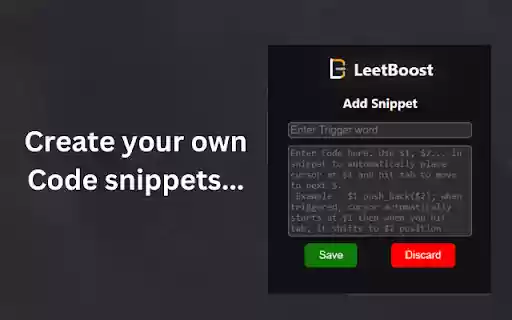 LeetBoost: Auto Complete for LeetCode  from Chrome web store to be run with OffiDocs Chromium online