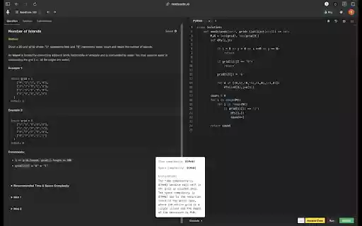 LeetCode Complexity Analyzer  from Chrome web store to be run with OffiDocs Chromium online