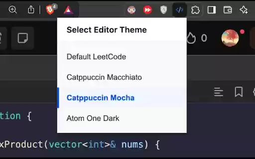 LeetCode Editor Themer  from Chrome web store to be run with OffiDocs Chromium online