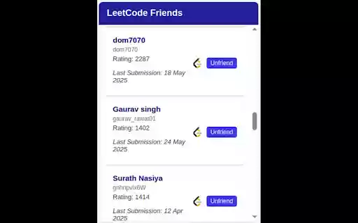 LeetCode Friends Rank Checker  from Chrome web store to be run with OffiDocs Chromium online