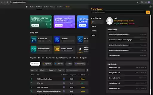 Leetcode Friends Tracker  from Chrome web store to be run with OffiDocs Chromium online