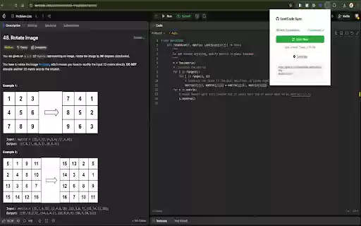 LeetCode GitHub Sync  from Chrome web store to be run with OffiDocs Chromium online