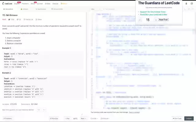LeetCode Guardians  from Chrome web store to be run with OffiDocs Chromium online