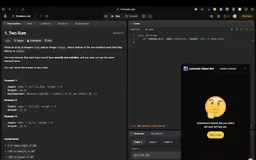 Leetcode Helper Bot  from Chrome web store to be run with OffiDocs Chromium online