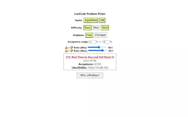 Leetcode Problem Picker  from Chrome web store to be run with OffiDocs Chromium online