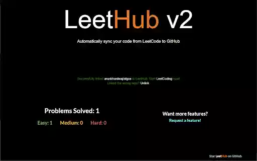 LeetHub v2  from Chrome web store to be run with OffiDocs Chromium online
