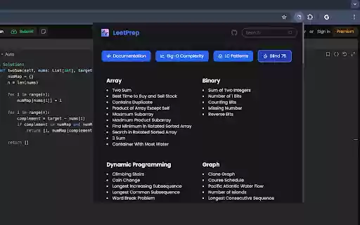 LeetPrep  from Chrome web store to be run with OffiDocs Chromium online