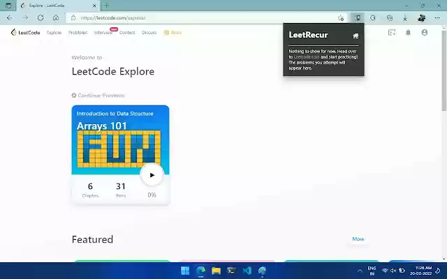 LeetRecur Spaced Repetition for Leetcode  from Chrome web store to be run with OffiDocs Chromium online