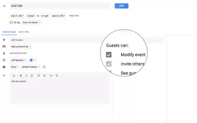 Let guests modify Google calendar event from Chrome web store to be run with OffiDocs Chromium online Let guests modify Google calendar event from Chrome web store to be run with OffiDocs Chromium online