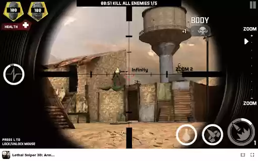 Lethal Sniper 3D: Army Soldier Complete sniper tasks! from Chrome web store to be run with OffiDocs Chromium online Lethal Sniper 3D: Army Soldier Complete sniper tasks! from Chrome web store to be run with OffiDocs Chromium online