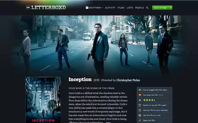 Letterboxd  from Chrome web store to be run with OffiDocs Chromium online