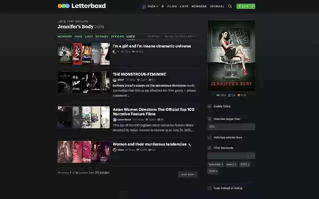 Letterboxd Film List Filters  from Chrome web store to be run with OffiDocs Chromium online