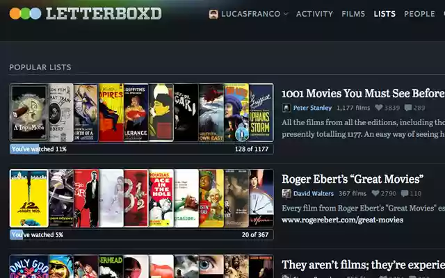 Letterboxd Lists Progress  from Chrome web store to be run with OffiDocs Chromium online