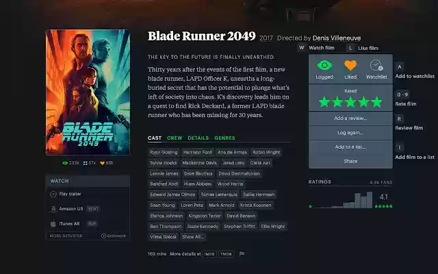 Pintasan Letterboxd daripada kedai web Chrome untuk dijalankan dengan OffiDocs Chromium dalam talian