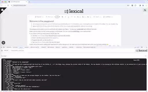 Lexical Developer Tools  from Chrome web store to be run with OffiDocs Chromium online
