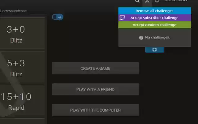 Lichess Random Challenge  from Chrome web store to be run with OffiDocs Chromium online