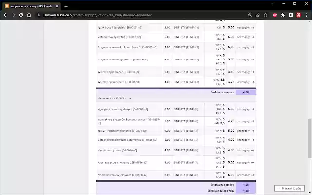 Liczenie średniej USOS  from Chrome web store to be run with OffiDocs Chromium online