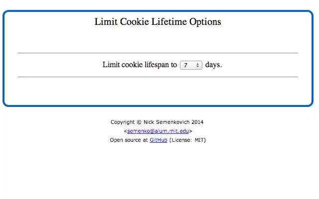 Limit Cookie Lifetime from Chrome web store to be run with OffiDocs Chromium online Limit Cookie Lifetime from Chrome web store to be run with OffiDocs Chromium online