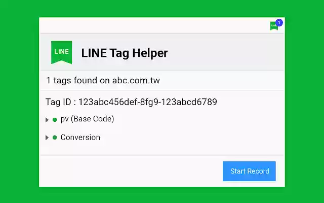 LINE Tag Helper  from Chrome web store to be run with OffiDocs Chromium online