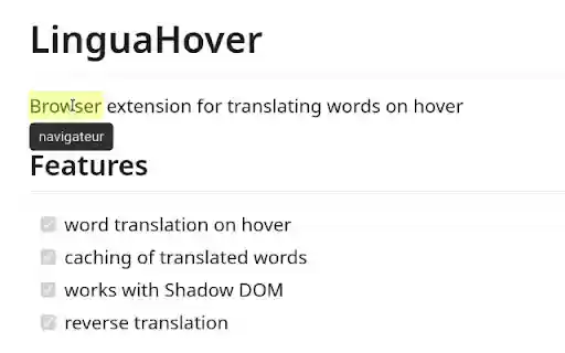 lingua hover  from Chrome web store to be run with OffiDocs Chromium online