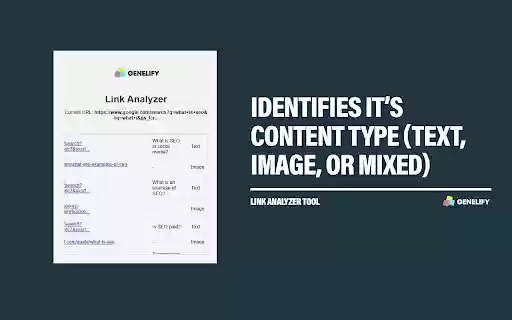Link Analyzer Genelify  from Chrome web store to be run with OffiDocs Chromium online