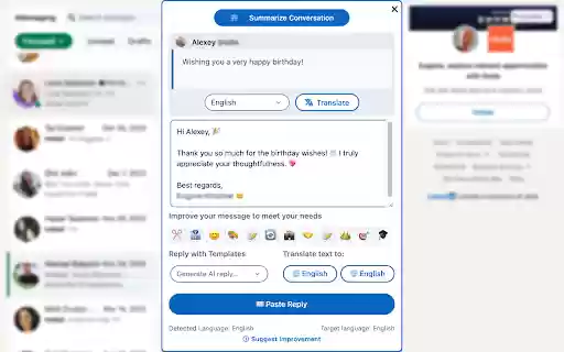 LinkedIn AI Message Assistant  from Chrome web store to be run with OffiDocs Chromium online