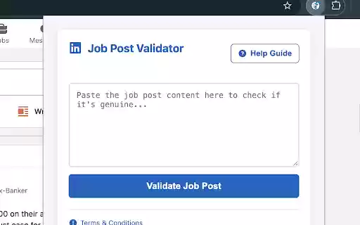 LinkedIn Fake Job Post Detector  from Chrome web store to be run with OffiDocs Chromium online