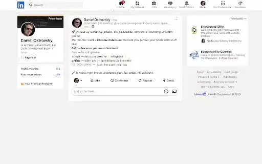 LinkedIn Post Formatter  from Chrome web store to be run with OffiDocs Chromium online