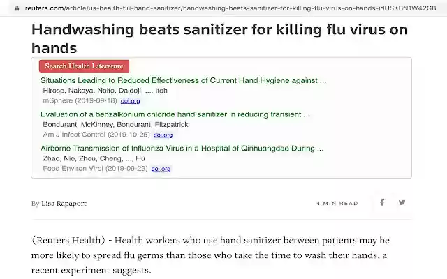 Pag-uugnay ng Balitang Pangkalusugan sa Medikal na Literatura mula sa Chrome web store na tatakbo sa OffiDocs Chromium online