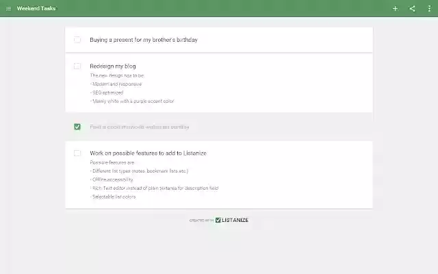 Listanize  from Chrome web store to be run with OffiDocs Chromium online