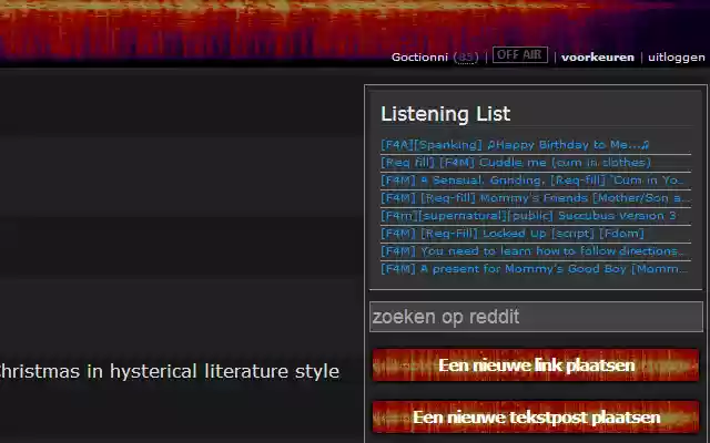 Listening List for subreddits  from Chrome web store to be run with OffiDocs Chromium online