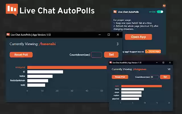 Live Chat AutoPolls  from Chrome web store to be run with OffiDocs Chromium online