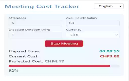 Live Meeting Cost Tracker  from Chrome web store to be run with OffiDocs Chromium online
