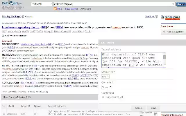LiverCancerMarkerRIF  from Chrome web store to be run with OffiDocs Chromium online
