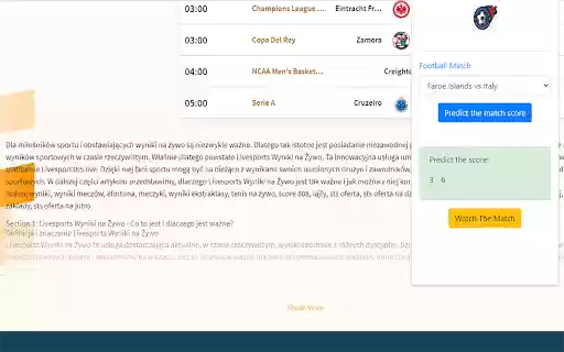 livesports  from Chrome web store to be run with OffiDocs Chromium online