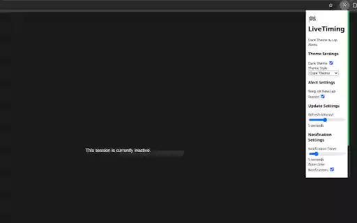 LiveTiming Dark Theme  Lap Alerts  from Chrome web store to be run with OffiDocs Chromium online