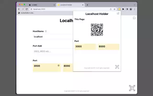 Localhost Holder Extension  from Chrome web store to be run with OffiDocs Chromium online
