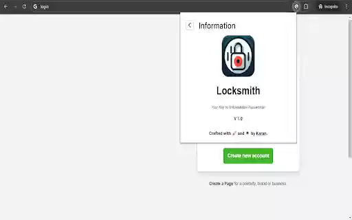 Locksmith Strong Password Generator  from Chrome web store to be run with OffiDocs Chromium online
