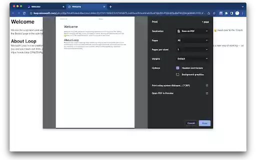 Loop Printer BETA  from Chrome web store to be run with OffiDocs Chromium online