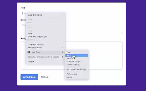 Lorem Filler  from Chrome web store to be run with OffiDocs Chromium online