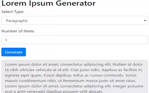 Lorem Ipsum Generator 2.0  from Chrome web store to be run with OffiDocs Chromium online
