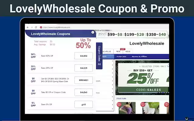 LovelyWholesale Coupon Promo Codes from Chrome web store to be run with OffiDocs Chromium online LovelyWholesale Coupon Promo Codes from Chrome web store to be run with OffiDocs Chromium online