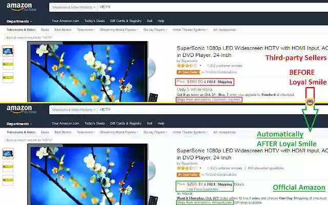 Loyal Smile Set Amazon As Default Seller  from Chrome web store to be run with OffiDocs Chromium online