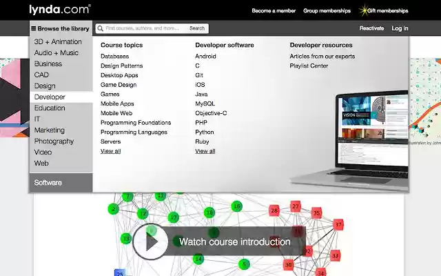 lynda.com daripada kedai web Chrome untuk dijalankan dengan OffiDocs Chromium dalam talian