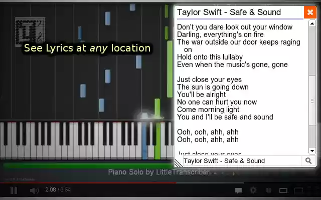 Lyrics Here by Rob W  from Chrome web store to be run with OffiDocs Chromium online