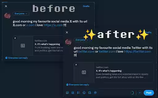 Maeves Twitter Link Fixer  from Chrome web store to be run with OffiDocs Chromium online