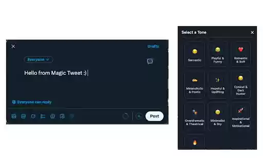 Magic Tweet  from Chrome web store to be run with OffiDocs Chromium online