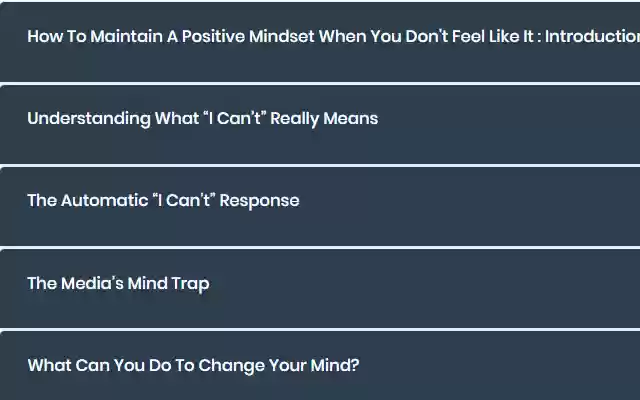 Maintain A Positive Mindset (Tips) from Chrome web store to be run with OffiDocs Chromium online Maintain A Positive Mindset (Tips) from Chrome web store to be run with OffiDocs Chromium online