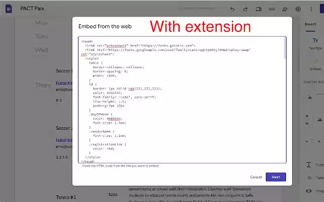 Make Google Sites HTML Editor Bigger  from Chrome web store to be run with OffiDocs Chromium online