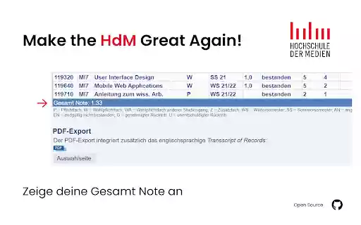 Make Hdm Great Again! from Chrome web store to be run with OffiDocs Chromium online Make Hdm Great Again! from Chrome web store to be run with OffiDocs Chromium online